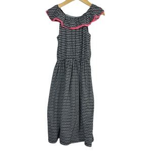 Black & white long‎ dress with pink trim size 5